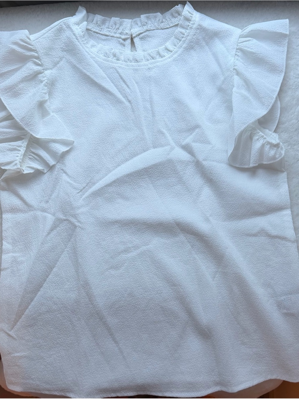 White Ruffle Sleeve Blouse